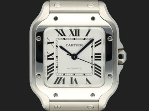 Cartier Santos Medium Silver Roman Dial WSSA0029 NEW