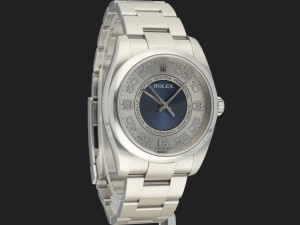 Rolex Oyster Perpetual Silver Blue Concentric Dial 116000