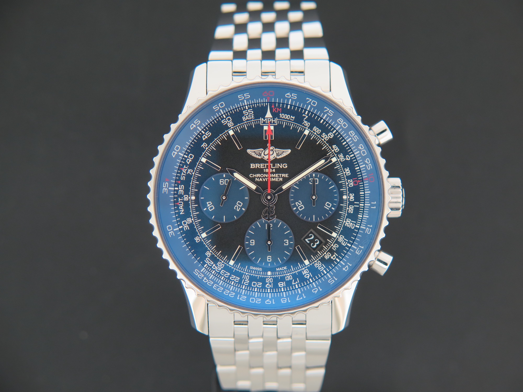 Breitling Navitimer 01 Blue Edition Chronograph Black Dial AB012116 Watches Filipucci Juweliers