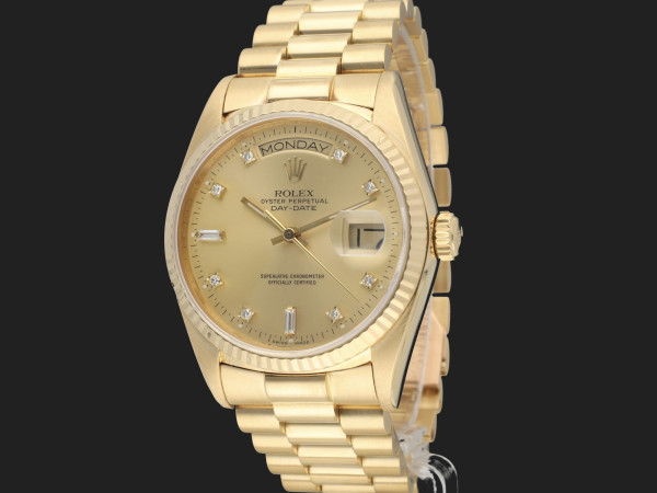 Rolex - Day-Date 36 Yellow Gold Champagne Diamond Dial 18038