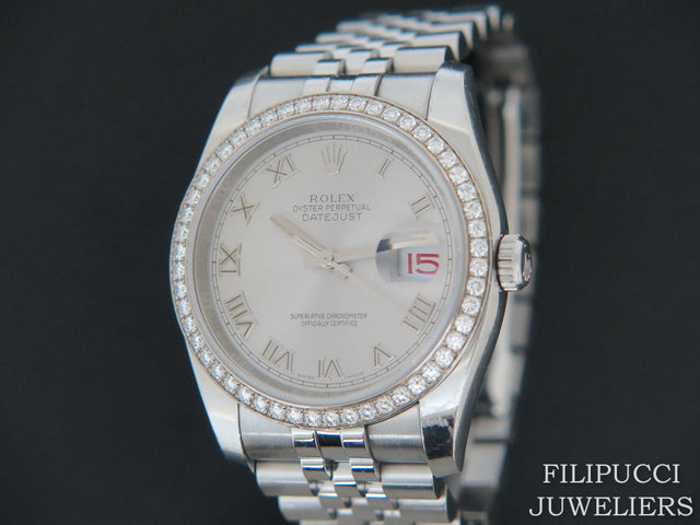 Rolex Datejust Silver Dial and Diamond Bezel