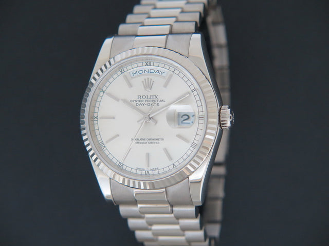 Rolex Day-Date White Gold Silver Dial