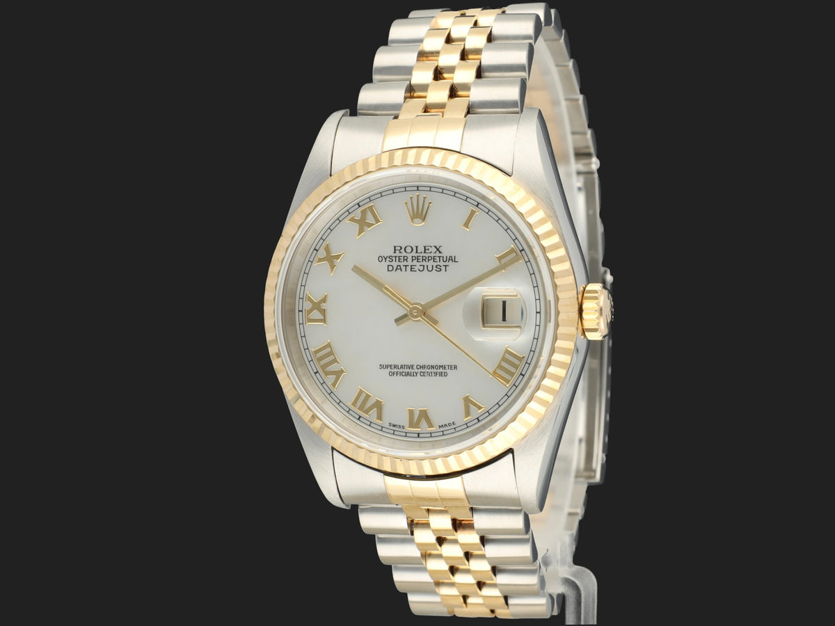 Rolex Datejust 36 Gold/Steel MOP Roman Dial 16233 (1)