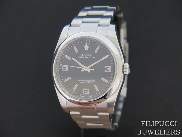 Rolex Oyster Perpetual Black Dial With Pink Index