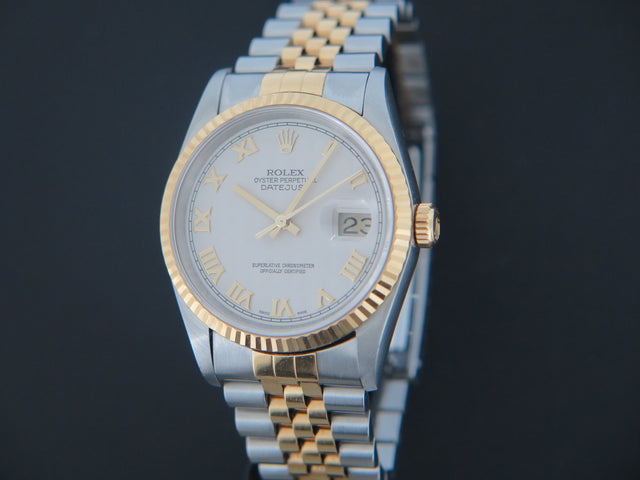 Rolex Datejust Gold/Steel Cream Pyramid Roman Dial