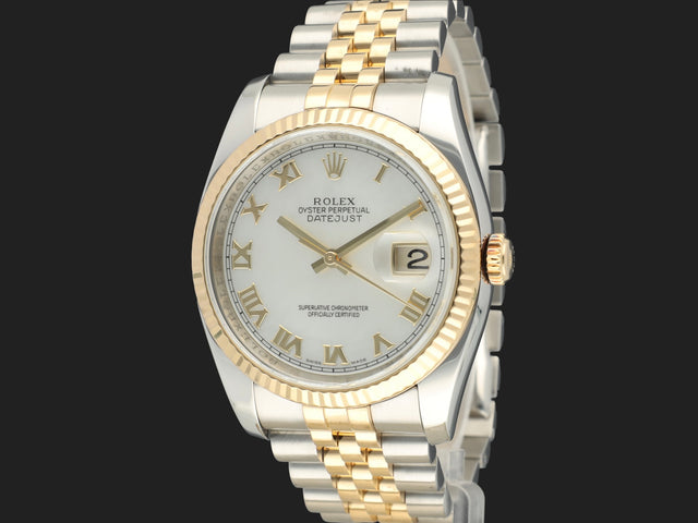 Rolex Datejust 36 Gold/Steel MOP Roman Dial 116233