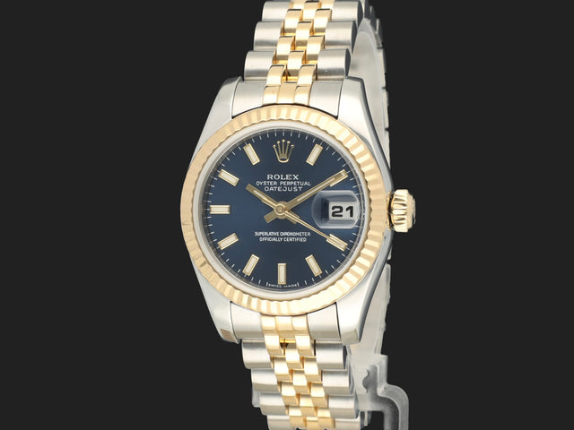 Rolex Lady-Datejust 26 Gold/Steel Blue Dial 179173