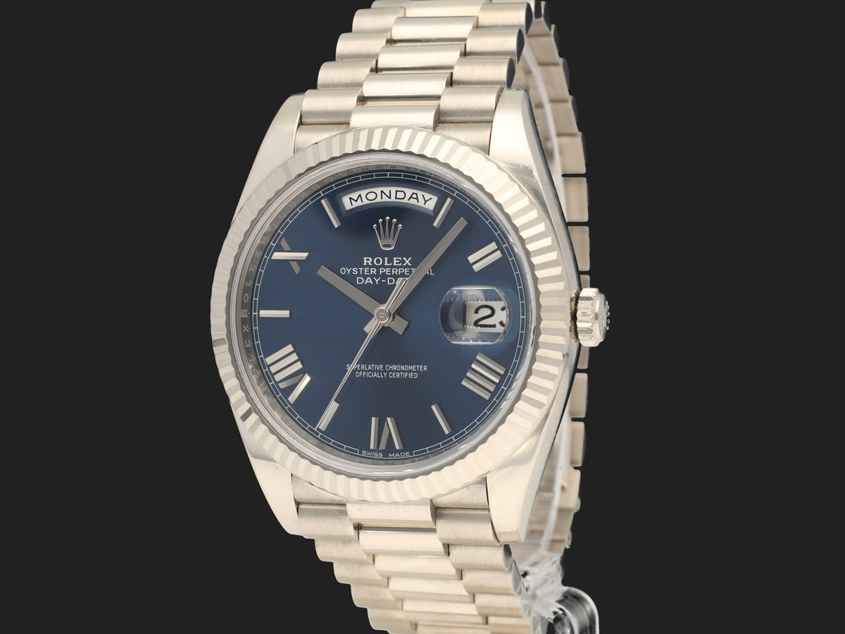Rolex Day-Date 40 White Gold Blue Roman Dial 228239 (1)