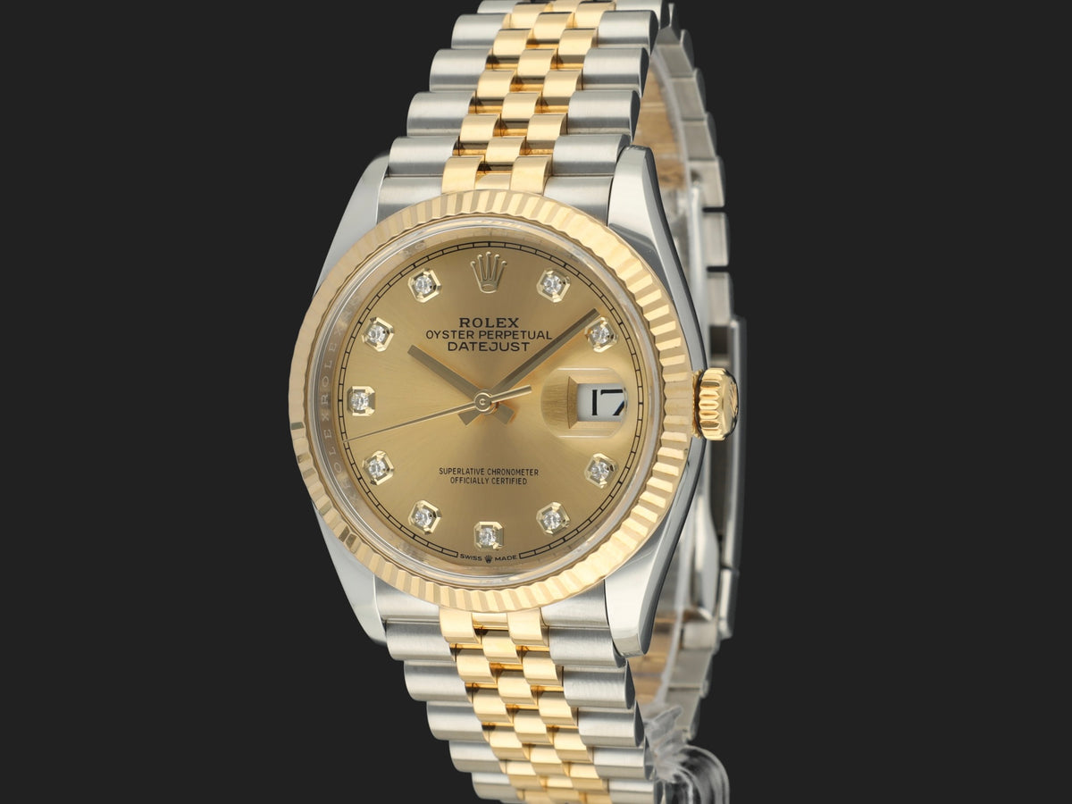 Rolex Datejust 36 Gold/Steel Champagne Diamond Dial 126233 (1)