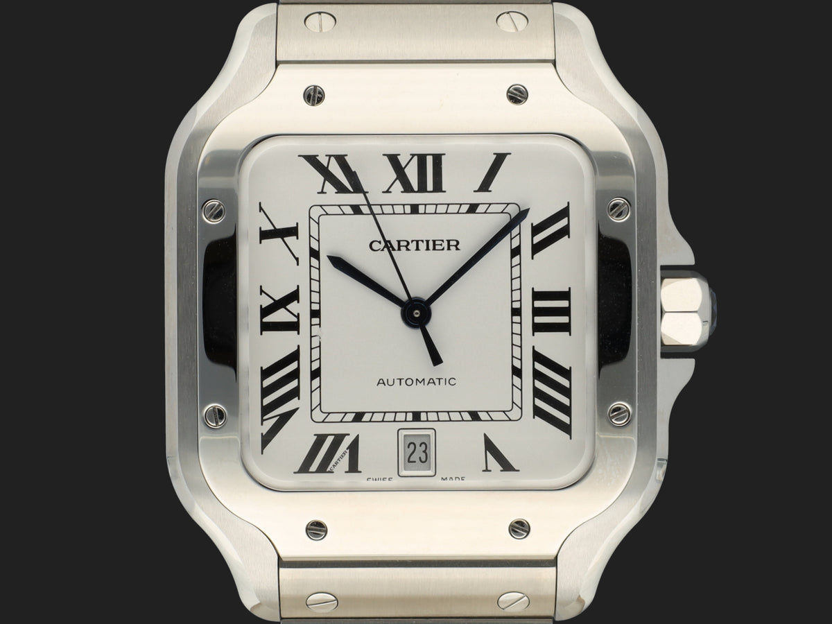 Cartier Santos Large Date Steel Roman Dial WSSA0018 NEW