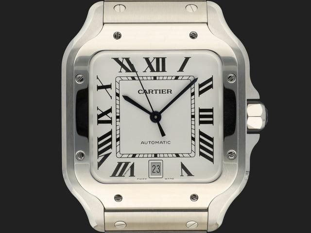 Cartier Santos Large Date Steel Roman Dial WSSA0018 NEW