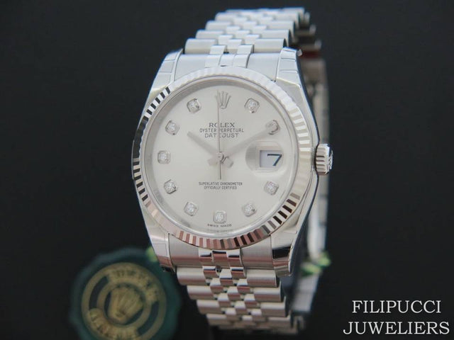 Rolex Datejust Silver Diamond Dial NEW