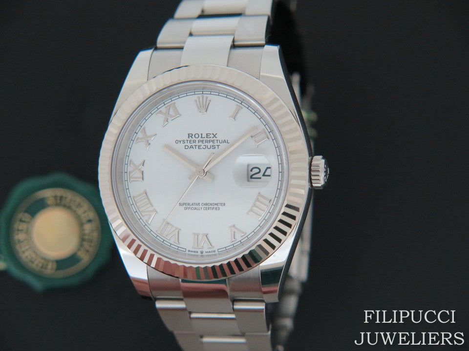 Rolex Datejust 41 White Roman Dial 126334  (1)