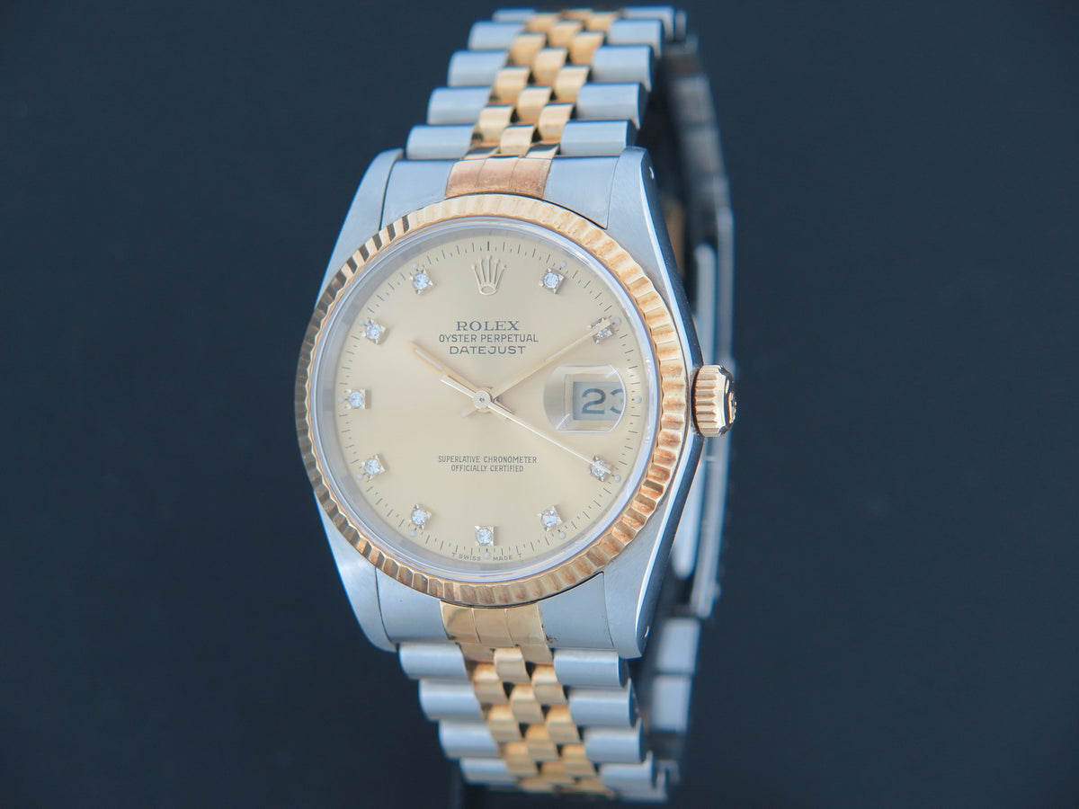 Rolex Datejust Gold/Steel Champagne Diamond Dial 16233 (1)