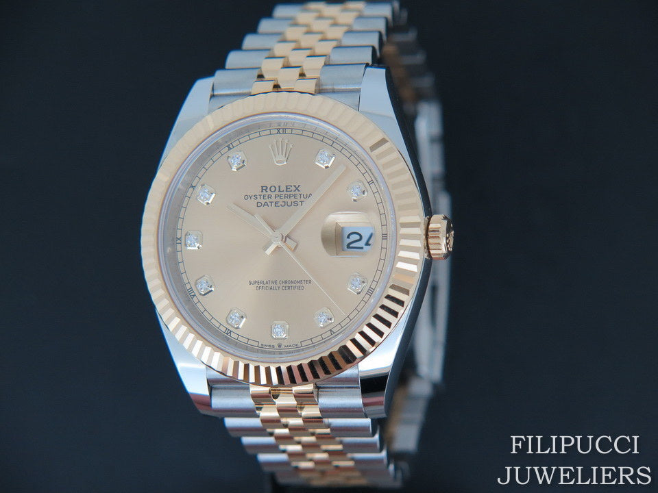 Rolex Datejust 41 Gold/Steel Champagne Diamond Dial 126333  (1)