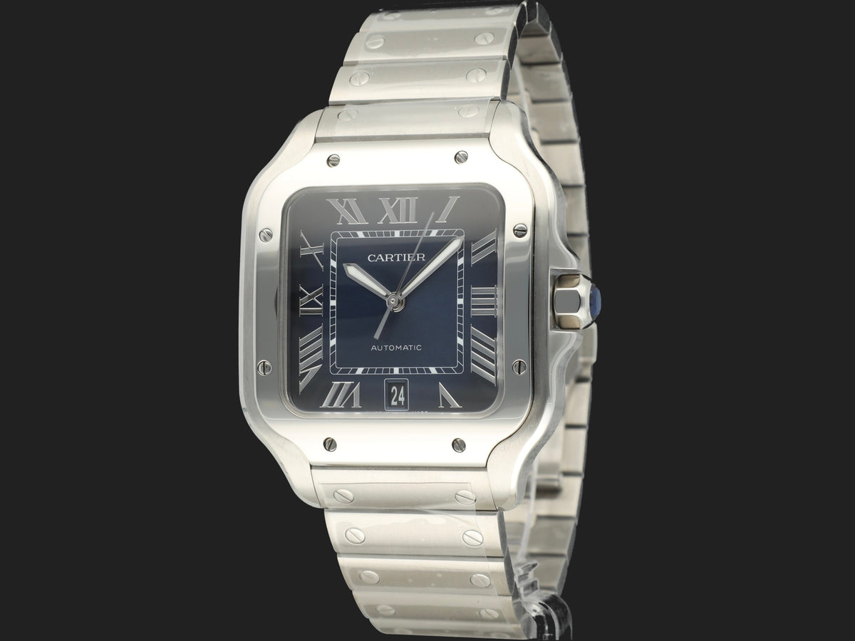 Cartier Santos Large Date Steel Blue Dial WSSA0071 NEW (1)