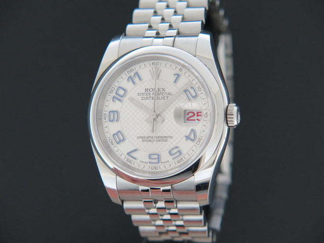 Rolex Datejust Silver Decorated Arab/Blue Dial