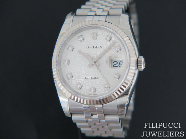 Rolex Datejust Silver Diamond Dial NEW