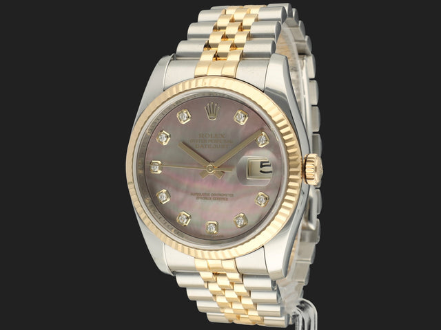 Rolex Datejust 36 Gold/Steel MOP Diamond Dial