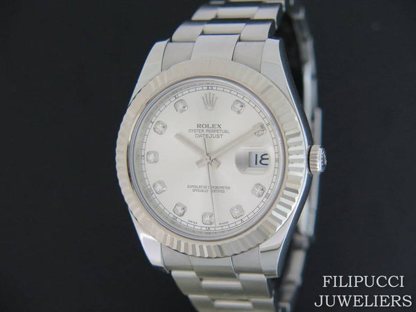 Rolex Datejust II Silver Diamond Dial