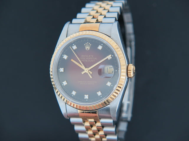 Rolex Datejust Gold/Steel Red Vignette Diamond Dial