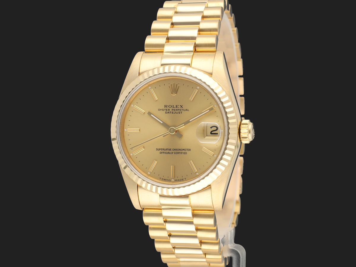 Rolex Datejust 31 Yellow Gold Champagne Dial 68278 (1)
