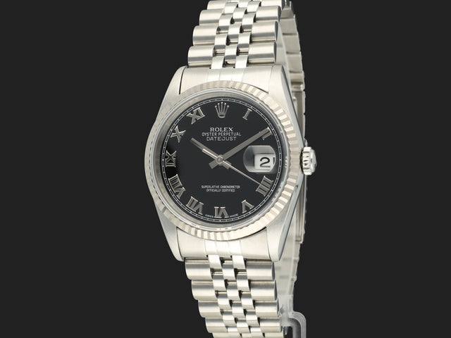 Rolex Datejust 36 Black Roman Dial 16234
