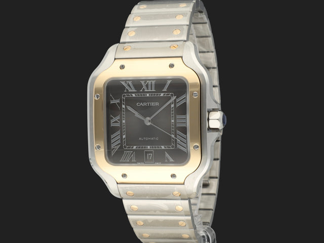 Cartier Santos Large Date Gold/Steel Slate Dial NEW