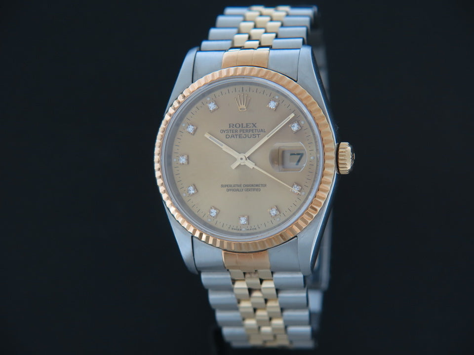 Rolex Datejust Gold/Steel 16233 Champagne Diamond Dial 116234 (1)