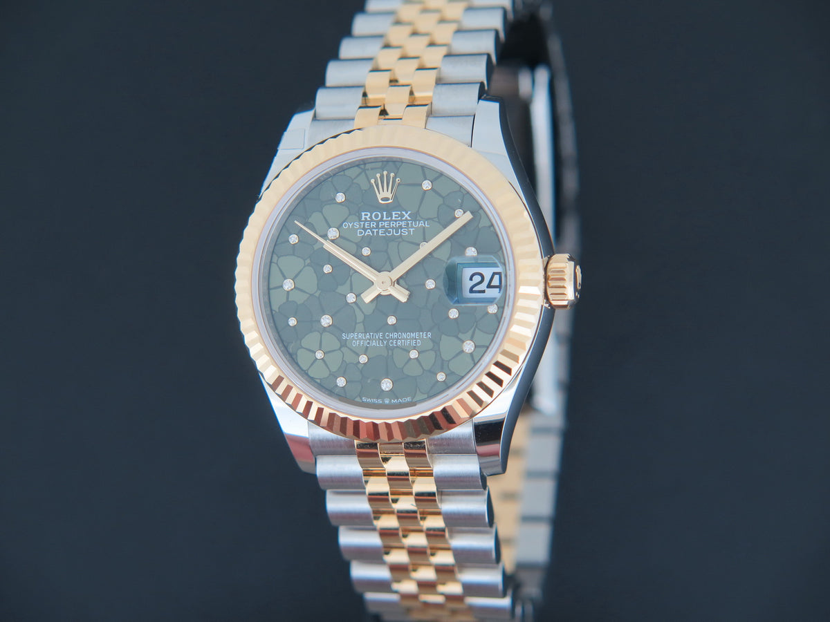Rolex Datejust 31 Gold/Steel Green Floral Diamond Dial 278273 NEW (1)