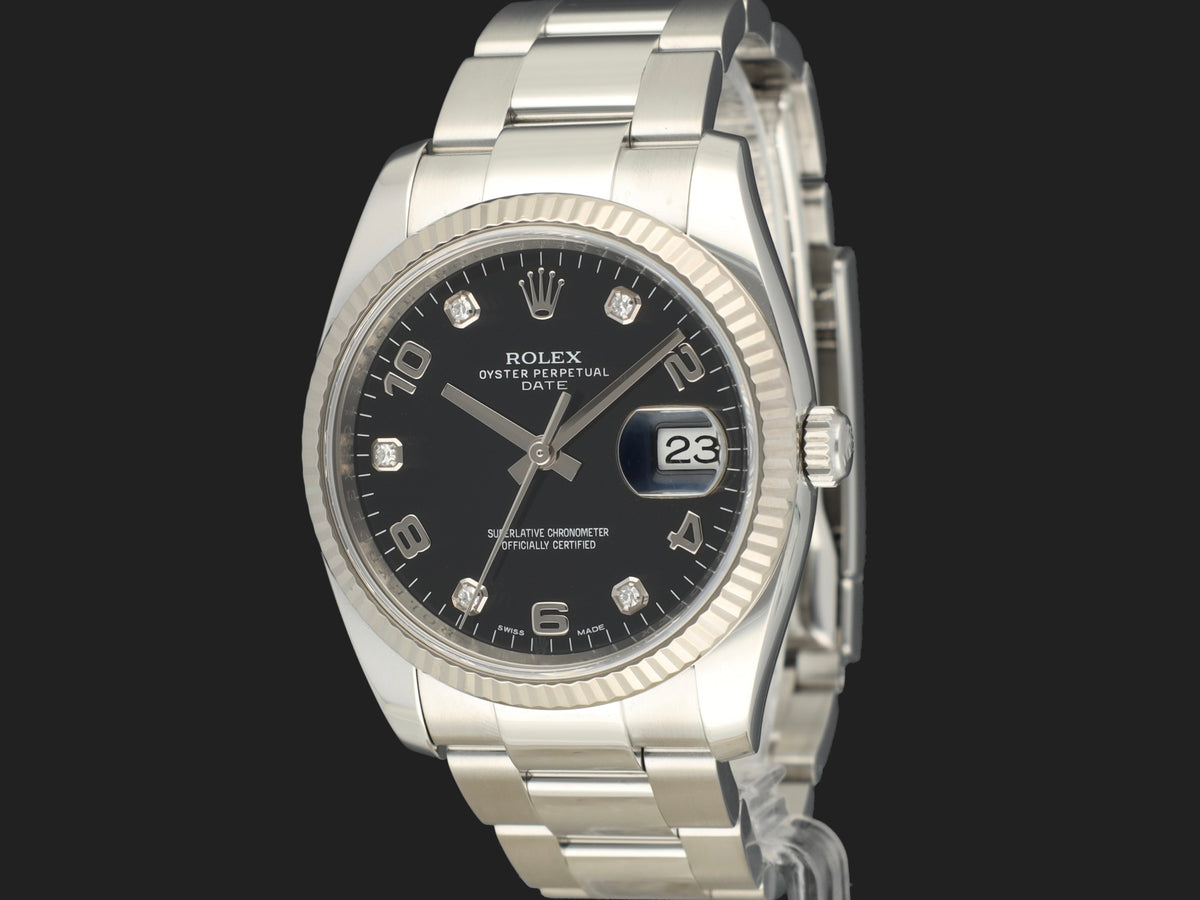 Rolex Date Black Diamond Dial 115234 (1)