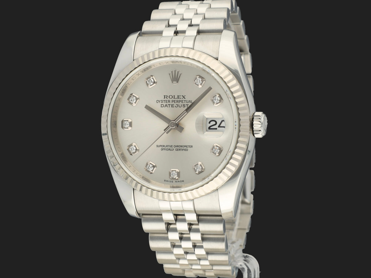 Rolex Datejust 36 Silver Diamond Dial 116234 (1)