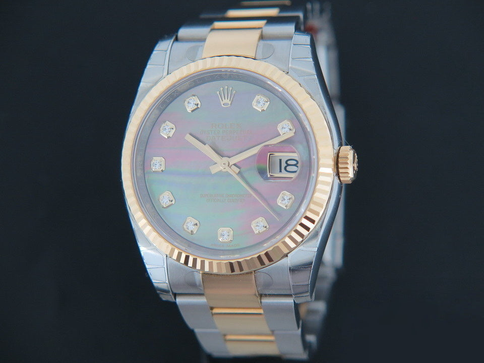 Rolex Datejust Gold/Steel Black MOP Diamond Dial NEW 116233 (1)