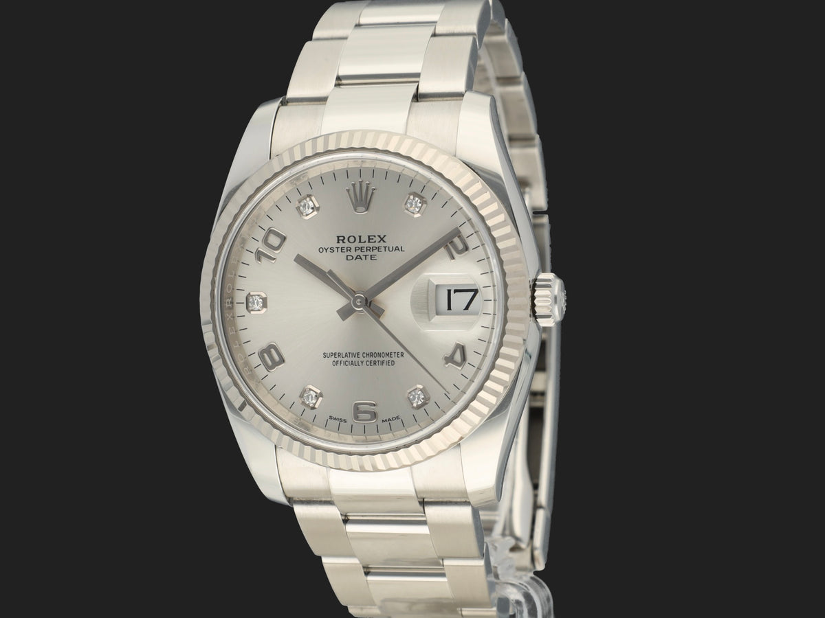 Rolex Date Silver Diamond Dial 115234 (1)