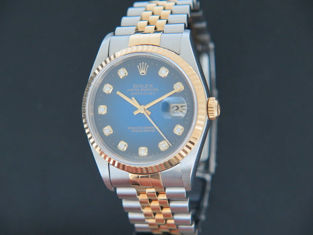 Rolex Datejust Gold/Steel Blue Vignette Diamond Dial