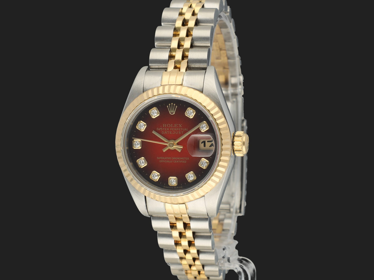 Rolex Lady-Datejust 26 Red Vignette Diamond Dial 69173 (1)