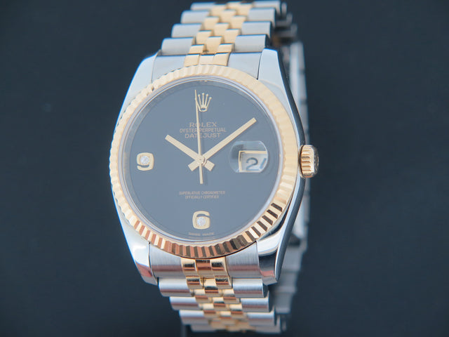 Rolex Datejust Gold/Steel Onyx Diamond Dial