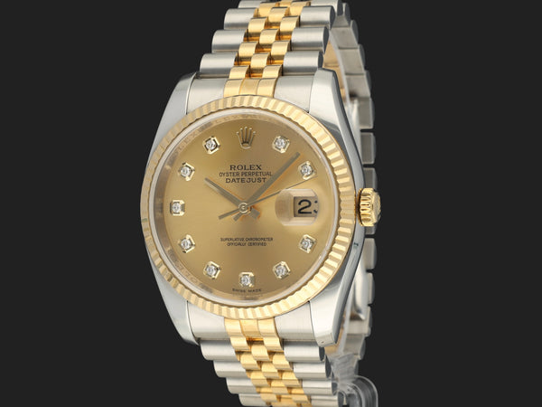 Rolex Datejust Gold/Steel Champagne Diamond Dial