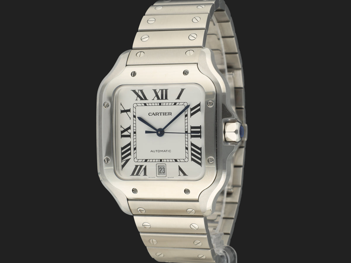 Cartier Santos Large Date Steel Roman Dial WSSA0018 NEW  (1)