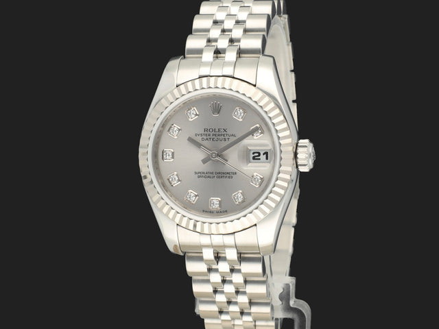 Rolex Lady-Datejust 26 Rhodium Diamond Dial 179174