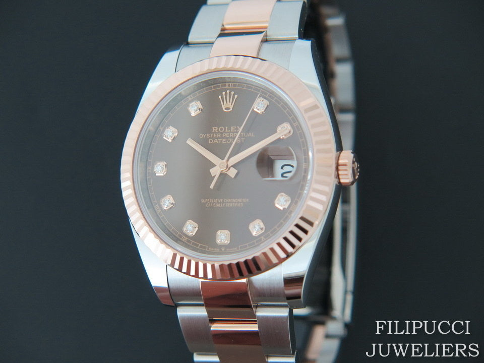 Rolex Datejust 41 Everosegold/Steel Choco Diamond Dial NEW 126331 (1)
