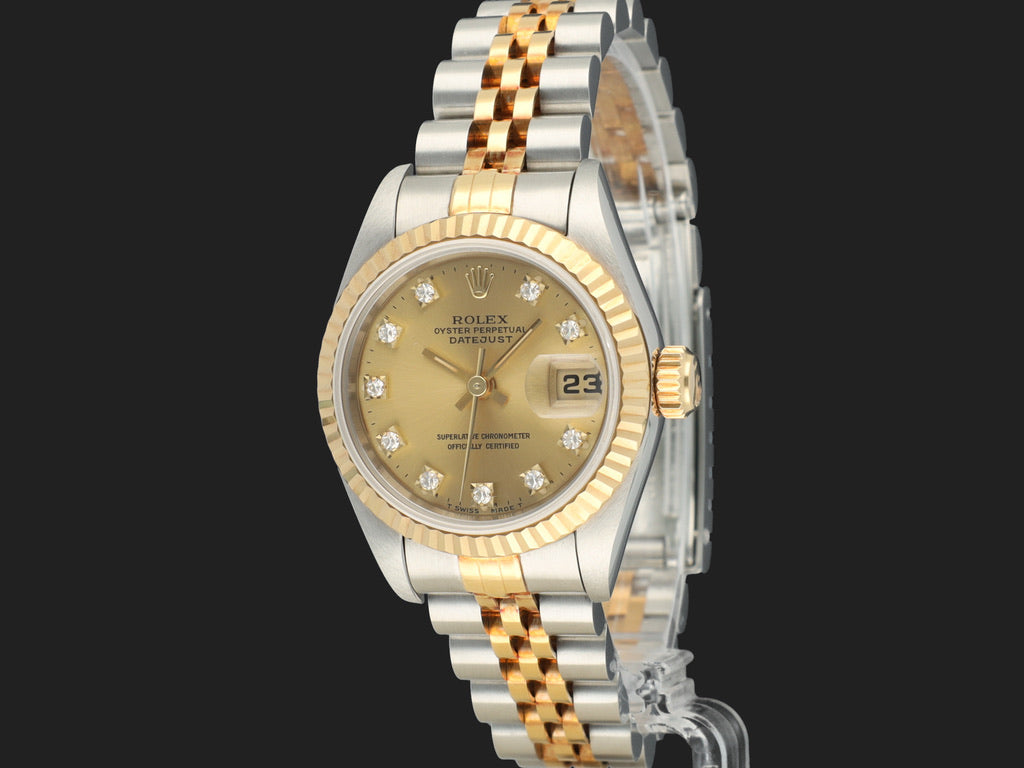 Rolex Lady-Datejust 26 Champagne Diamond Dial 69173  (1)