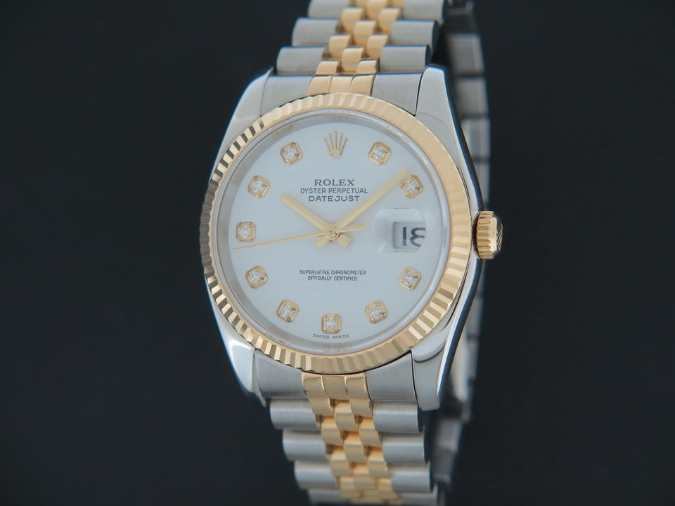 Rolex Datejust Gold/Steel White Diamond Dial 116233 (1)