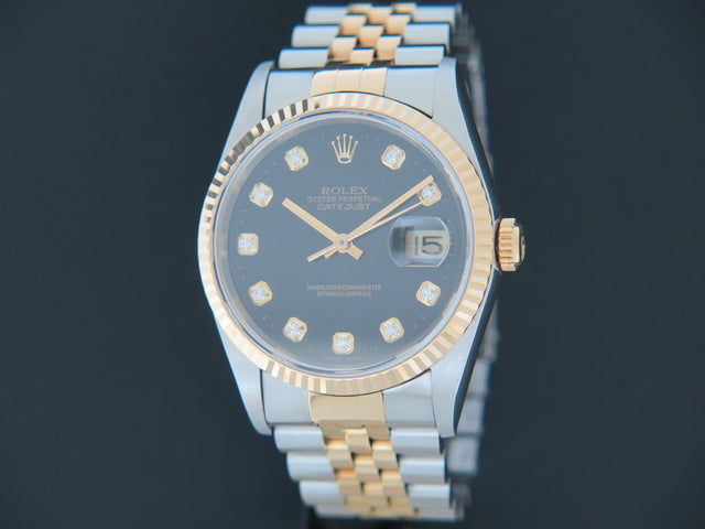 Rolex Datejust Gold/Steel Black Diamond Dial