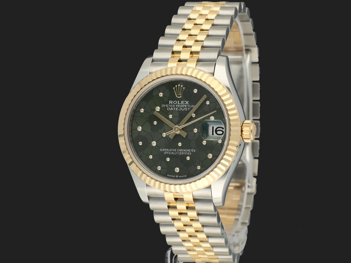 Rolex Datejust 31 Gold/Steel Green Floral Diamond Dial 278273 NEW (1)