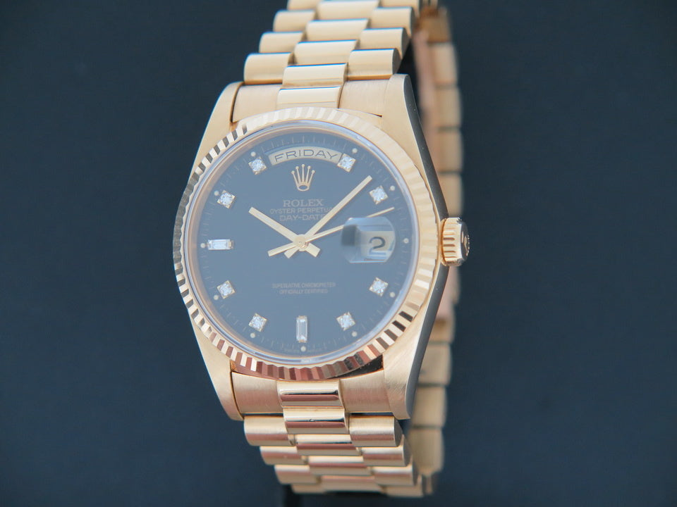 Rolex Day-Date Yellow Gold Black Diamond Dial 18238 (1)