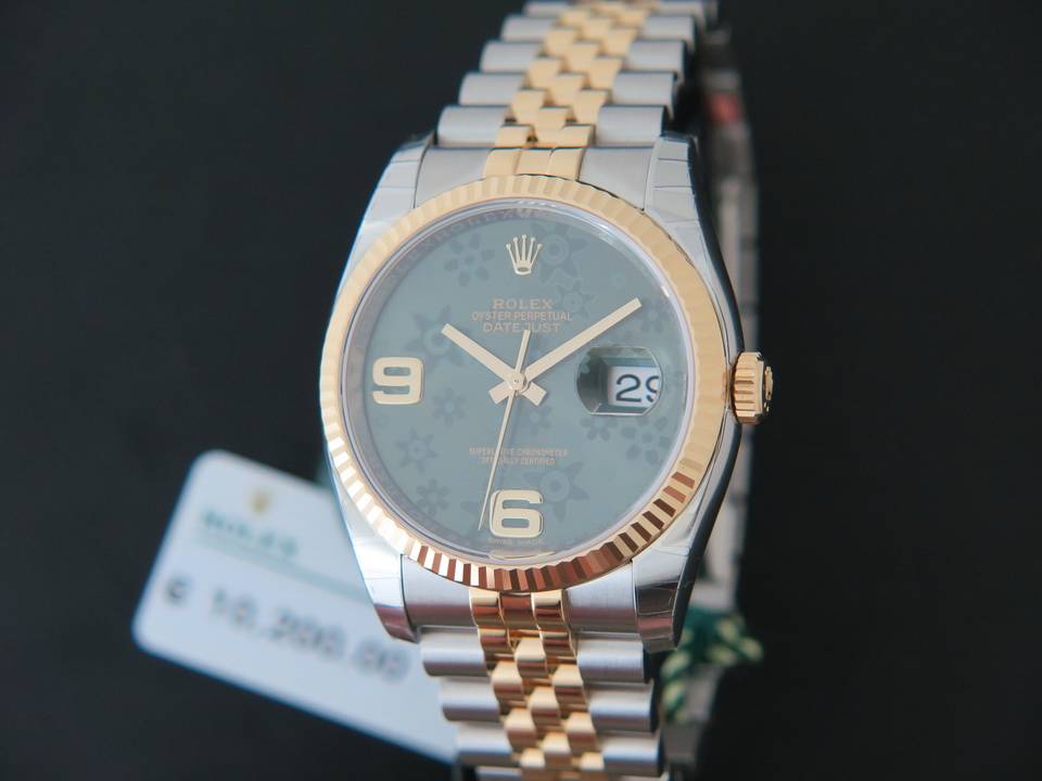 Rolex Datejust Gold/Steel Green Flower Dial NEW 116233  (1)