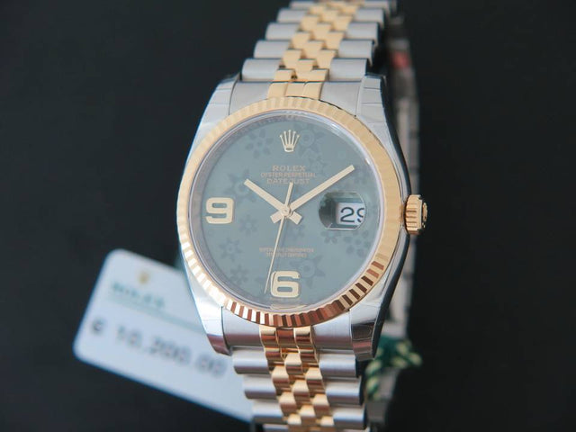 Rolex Datejust Gold/Steel Green Flower Dial NEW