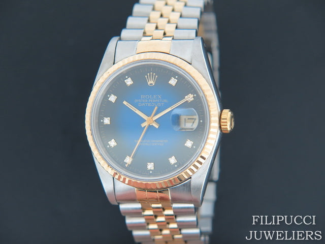 Rolex Datejust Gold/Steel Blue Vignette Diamond Dial