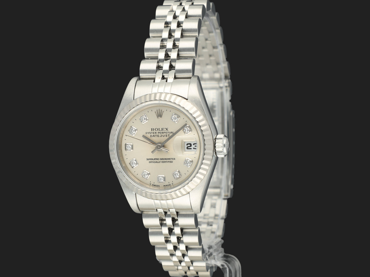 Rolex Lady-Datejust 26 Silver Diamond Dial 69174 (1)